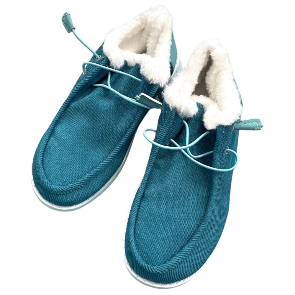 Comfy Blue Corduroy Slippers